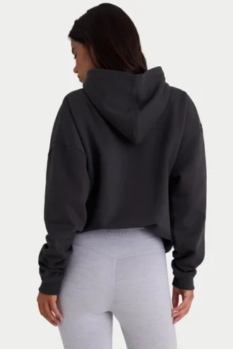 Överdimensionerad hoodie i mjuk bomullsfleece i svart