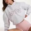 Överdimensionerad hoodie med applikation i gråmelerad