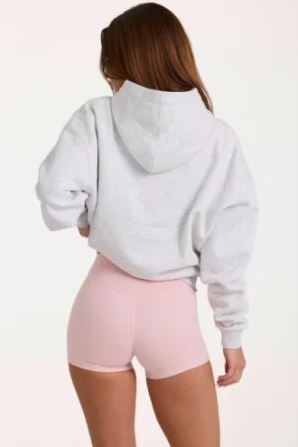 Överdimensionerad hoodie med applikation i gråmelerad