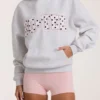 Överdimensionerad hoodie med applikation i gråmelerad