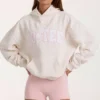 Överdimensionerad hoodie med applikation i ivory med prickar