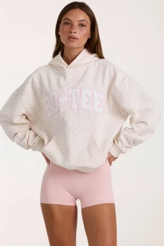 Överdimensionerad hoodie med applikation i ivory med prickar