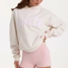 Överdimensionerad hoodie med applikation i ivory med prickar