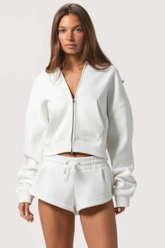 Överdimensionerad hoodie med dragkedja  i Milk