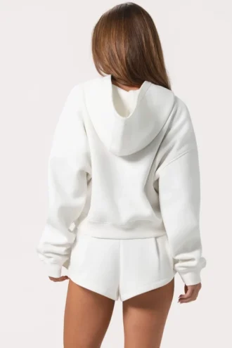 Överdimensionerad hoodie med dragkedja  i Milk