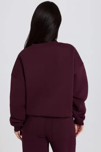 Överdimensionerad tröja med rund hals i burgundy