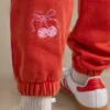 Överdimensionerade joggingbyxor i borstad jersey i rött