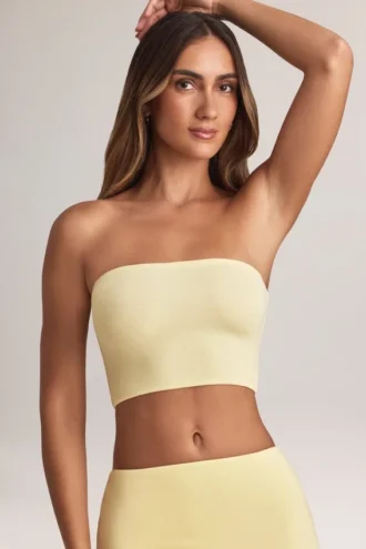 Verna Modal axelbandslös crop top i citronsorbet