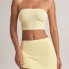 Verna Modal axelbandslös crop top i citronsorbet