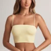 Verna Modal axelbandslös crop top i citronsorbet