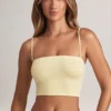 Verna Modal axelbandslös crop top i citronsorbet