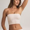 Verna Modal axelbandslös crop top i randigt mönster