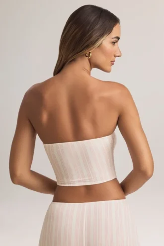 Verna Modal axelbandslös crop top i randigt mönster