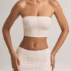Verna Modal axelbandslös crop top i randigt mönster
