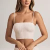 Verna Modal axelbandslös crop top i randigt mönster