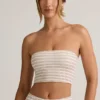 Verna Modal axelbandslös crop top i rosa och gul randig