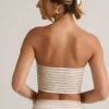 Verna Modal axelbandslös crop top i rosa och gul randig