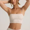 Verna Modal axelbandslös crop top i rosa och gul randig
