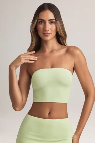 Verna Modal axelbandslös crop top i salviagrön
