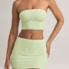 Verna Modal axelbandslös crop top i salviagrön