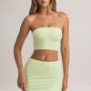 Verna Modal axelbandslös crop top i salviagrön
