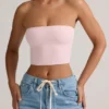 Verna Modal Strapless Crop Top i Baby Pink
