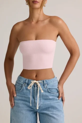 Verna Modal Strapless Crop Top i Baby Pink