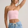 Verna Modal Strapless Crop Top i Baby Pink