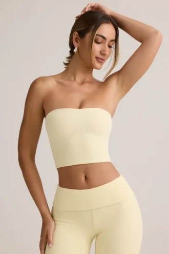 Verna Modal Strapless Crop Top i Buttercream Yellow
