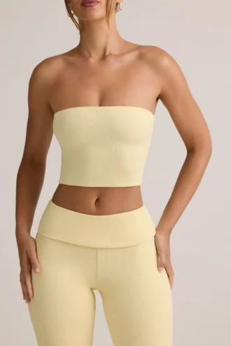 Verna Modal Strapless Crop Top i Buttercream Yellow