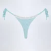Vernazza bikinibyxor med snörning i sidorna i broderie anglaise i puderblått