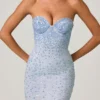 Vesna Embellished Sweetheart-Neck Fishtail Gown i himmelsblått