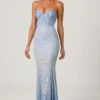 Vesna Embellished Sweetheart-Neck Fishtail Gown i himmelsblått