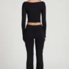 Vevina Modal Mid-Rise Flared Trousers i svart