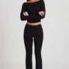 Vevina Modal Mid-Rise Flared Trousers i svart