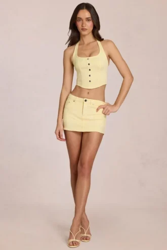 Virella Denim Low-Rise Skort i citrongult