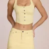 Virella Denim Low-Rise Skort i citrongult