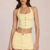 Virella Denim Low-Rise Skort i citrongult