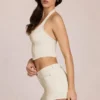 Virella Denim Low-Rise Skort i Ivory