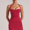 Vita Longline Halterneck Top  i Cherry Red
