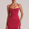 Vita Longline Halterneck Top  i Cherry Red