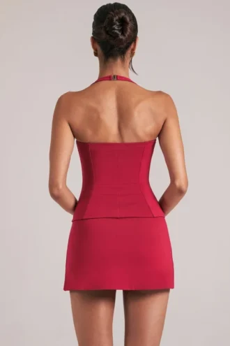 Vita Longline Halterneck Top  i Cherry Red