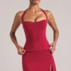 Vita Longline Halterneck Top  i Cherry Red