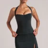 Vita Longline Halterneck Top  i svart