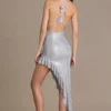 Vivienne Premium Embellished Plunge Asymmetric Maxi Klänning i silver
