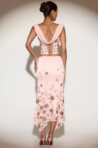 Winika Embellished Mid-Rise Hanky-Hem Midaxi Kjolar i rosa