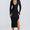 Yael Modal Plunge V-Neck Midaxi Klänning i svart