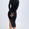Yael Modal Plunge V-Neck Midaxi Klänning i svart