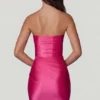 Yesenia Ruched Bandeau Miniklänning i Hot Pink