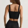 Yolanda Pointelle-Knit Crop Top i svart